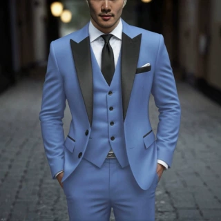 2026外贸跨境欧美男装商务蓝色西服宴会绅士礼服西装套装男260423