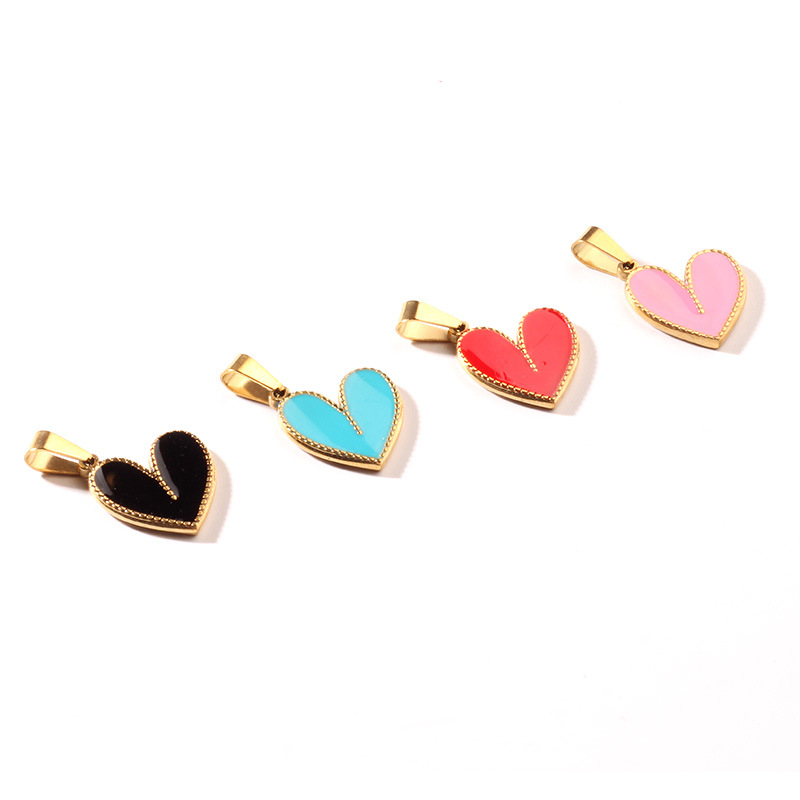 6g Weight Pendant Jewelry Making Type DIY Jewelry Accessories Classification 1 Piece Quantity 304 Stainless Steel, Metal Material Peach, Heart Shape Pattern Women's Gender Retro Style Enamel, Plating Craft 1 Piece 304 Stainless Steel Metal Peach Heart Shape Pendant DIY Jewelry Accessories 3