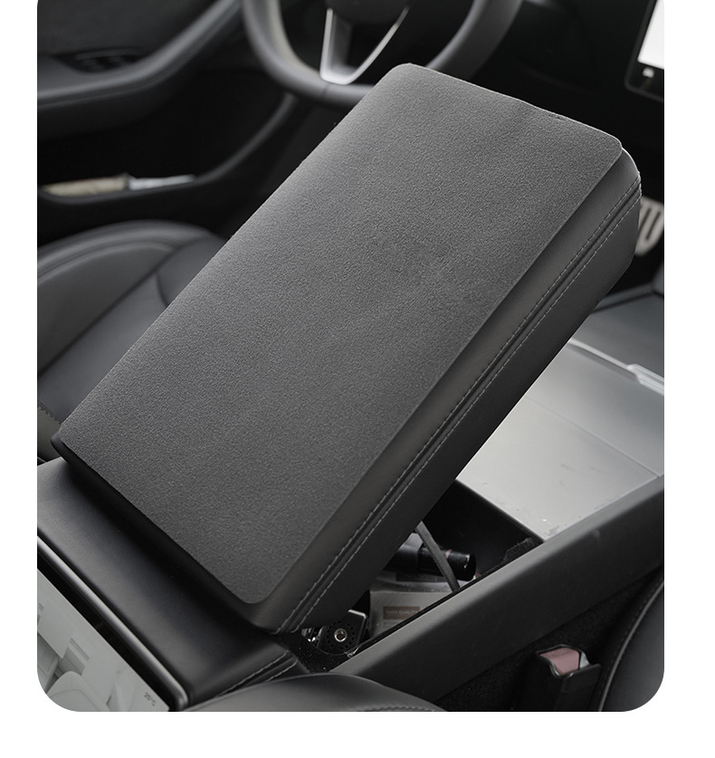 Suitable for Tesla's New Model 3/Y Suede Armrest Box Pad Protective Cover Pad Central Anti-Slip Cover