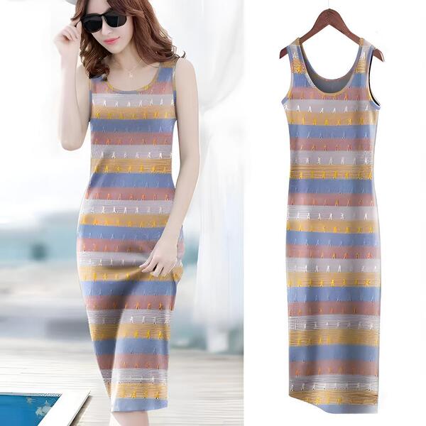fashionable summer dress with sleeves with a round collar