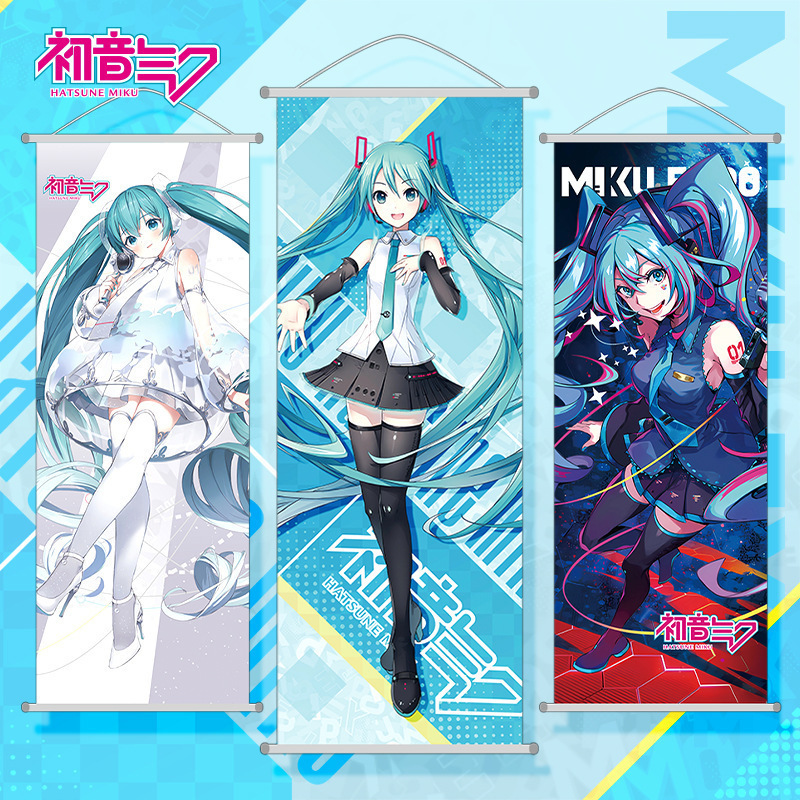 初音新作掛け画初音ミク二次元桃皮絨毛巻き軸布画壁画アニメ周辺25/70|undefined