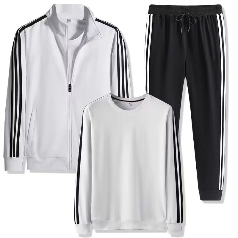 흰색 재킷 + 검정색 레깅스 + 흰색 라운드넥