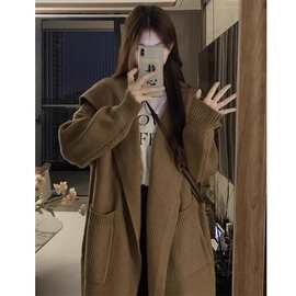 秋冬季新款韩版时尚炸街宽松加厚中长款开衫毛衣外套女针织衫大衣