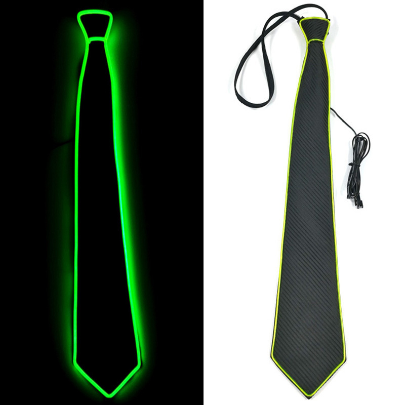 Corbata LED novedosa con luz EL para fiestas de disfraces, bares, accesorios de iluminación para discotecas, corbata intermitente con diez opciones de color.