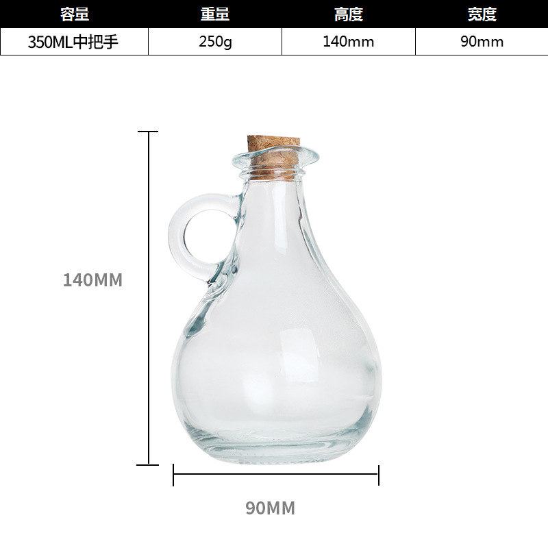 Amazon botellas de vidrio transparentes creativas de mango tallado botella de aceite botella de sabor de vino botella de salsa de soja empaquetada botella vacía al por mayor