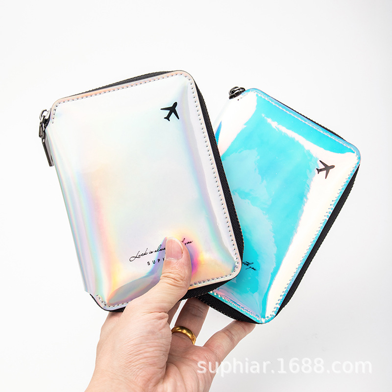 Nuevo bolso de viaje de moda láser, bolso de tarjeta pequeño multifuncional para viajes de verano, bolso de pasaporte para mujer casual de todo fósforo para hombres