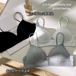 Triangular Cup French Bra Summer Thin Women's Breathable Bra Small Breast Push-Up Non-Empty Cup Bra Sexy Pure Desire