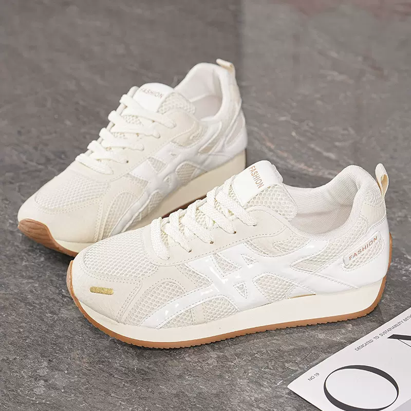 德训鞋女网面透气休闲单鞋女2025新款韩版舒适运动鞋学院风阿甘鞋