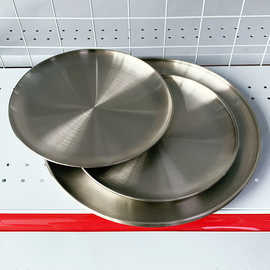 不锈钢韩式圆盘烤肉盘 家用牛排烤盘水果托盘加厚餐厅自助烧烤盘