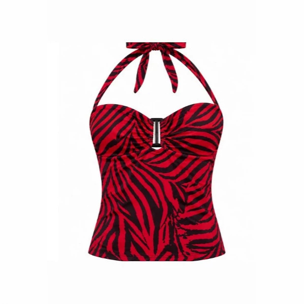 New Amazon Summer Women's Clothing Sexy Printed Halter Neck Short Top with Backless Striped Sleeveless Vest Design New Amazon Summer Women's Clothing Sexy Printed Halter Neck Short Top with Backless Striped Sleeveless Vest Design