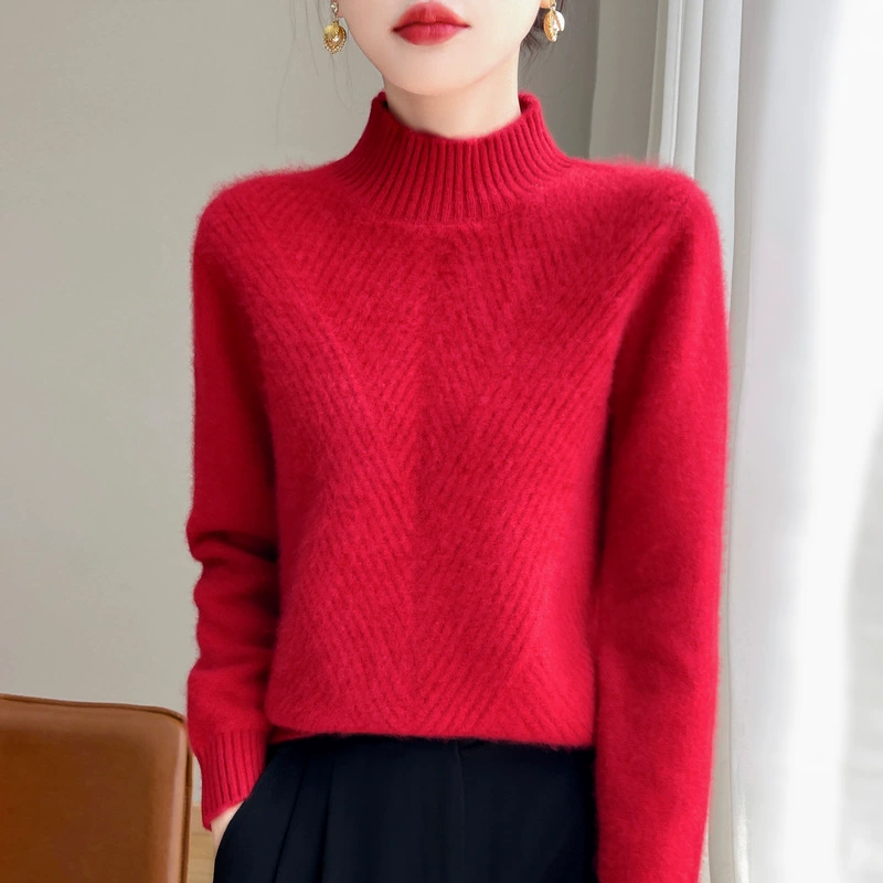 Толстый свитер с половинным воротником Женский осенний и зимний пуловер большой размер свободный кашемировый свитер нижний свитер согреет