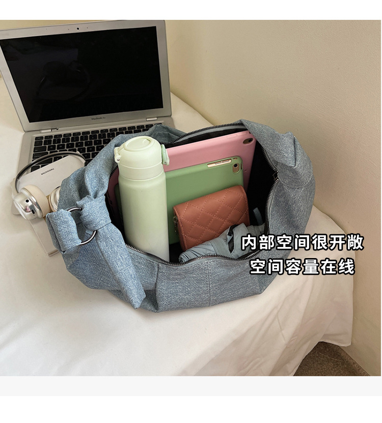 Niche design denim bag for women 2025, large capacity, casual and versatile, single-shoulder crossbody dumpling bag, fashionable underarm bag undefined