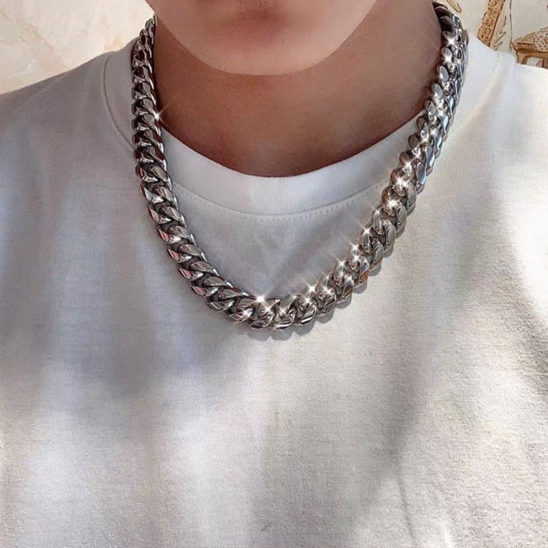 Edle Cuban Kette Aus Edelstahl Für Herren – Massives Design_voghion.com