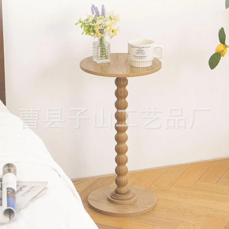 Redondo borde de madera sólida esquina retro lujosa mini sofá lado de taza de la cabeza de la cama móvil dispositivo de extracción rack