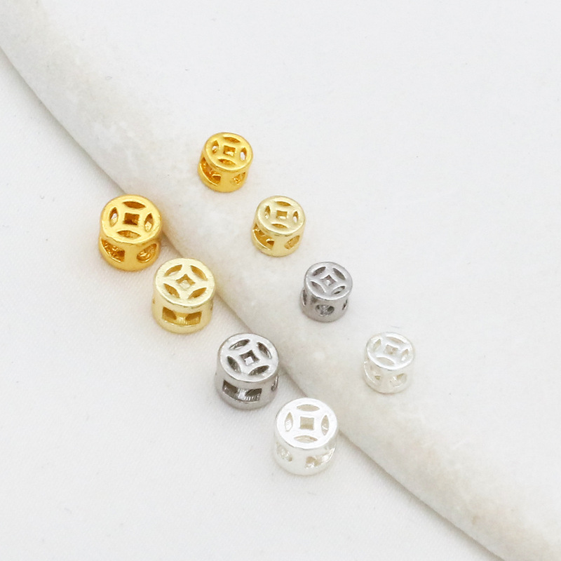 18K Real Gold Color-Preserving Hollow Copper Coin Spacer Beads Loose Beads Handmade DIY Beaded Bracelet Necklace Jewelry Accessories D161 18K Real Gold Color-Preserving Hollow Copper Coin Spacer Beads Loose Beads Handmade DIY Beaded Bracelet Necklace Jewelry Accessories D161