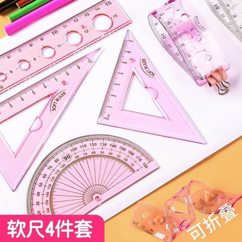 Regla blanda 4 piezas de papelería 15 / 20cm no lastiman las manos regla recta ángulo regla blanda no lastiman las manos