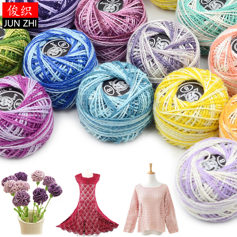 Cotton silk threads, set, 8 size, 5 gram, 3 gram