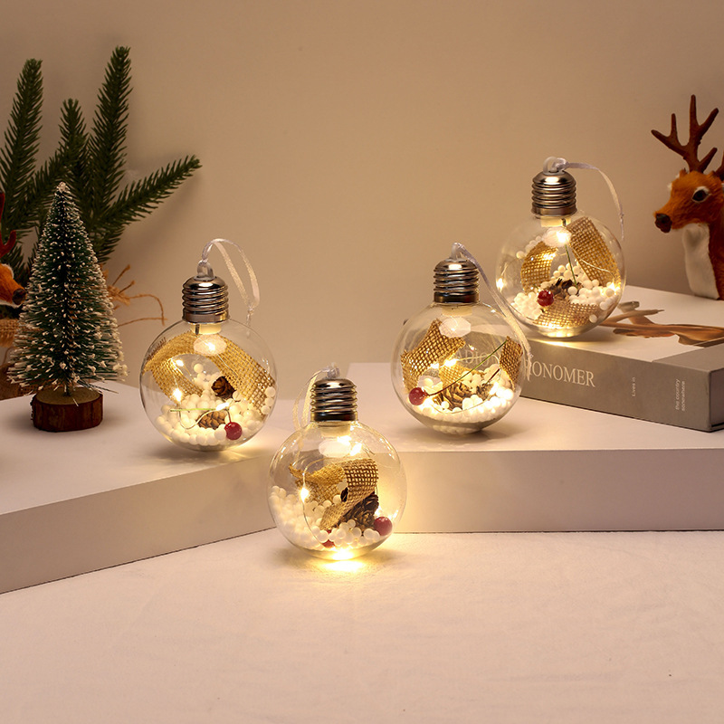 Cruz-frontera exclusiva bola transparente de navidad PET bola de navidad 6cm-8cm luces de colores bola de navidad decoraciones de navidad colgante