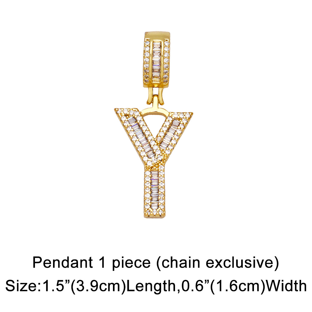 15g Weight 18K Gold Plated Plating Material Necklace Classification Wedding Occasion Copper Material Geometric, Letter Pattern Unisex Gender Fashion Style Fashion Zircon Letter Hip Hop Men's And Women's Copper Necklace 23