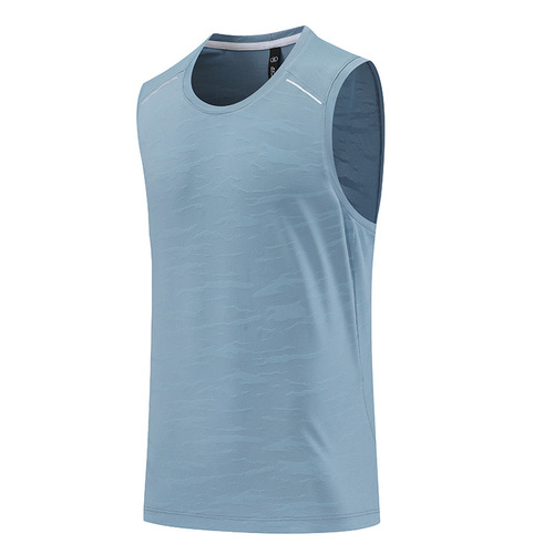 2024 Summer New Men's Running Top Reflective Dry Fit Loose Round Neck Fitness Top Training Shirt