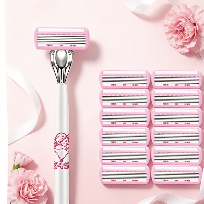 6-layer blade for sharp shaving, manual razor for trimming hair on underarms, legs, and arms, safe razor