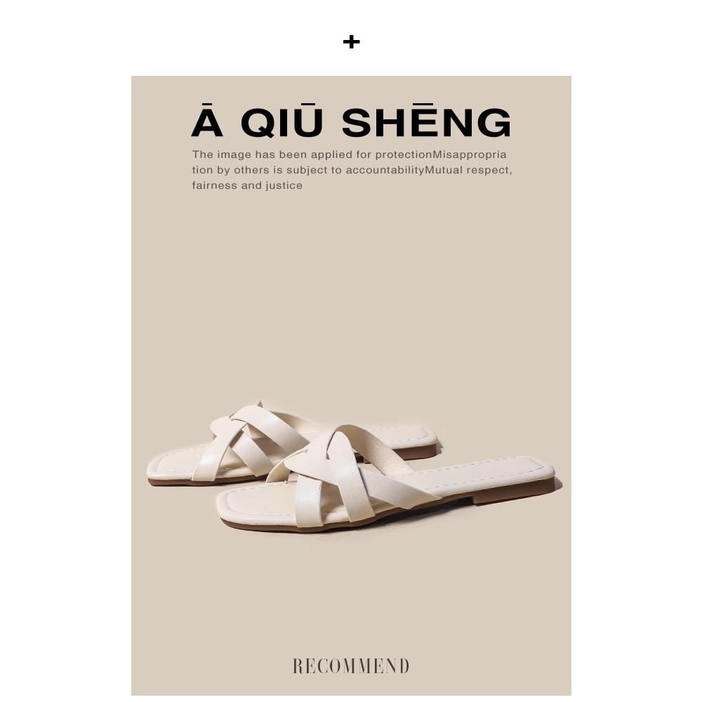 Pantofole a fondo piatto Le donne indossano sandali romani intrecciati dal nuovo design estivo Infradito in morbida pelle stile fata_voghion.com