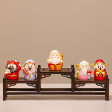 中式国风福喜小神仙办公桌面小摆件树脂工艺品神仙摆件五路财神爷