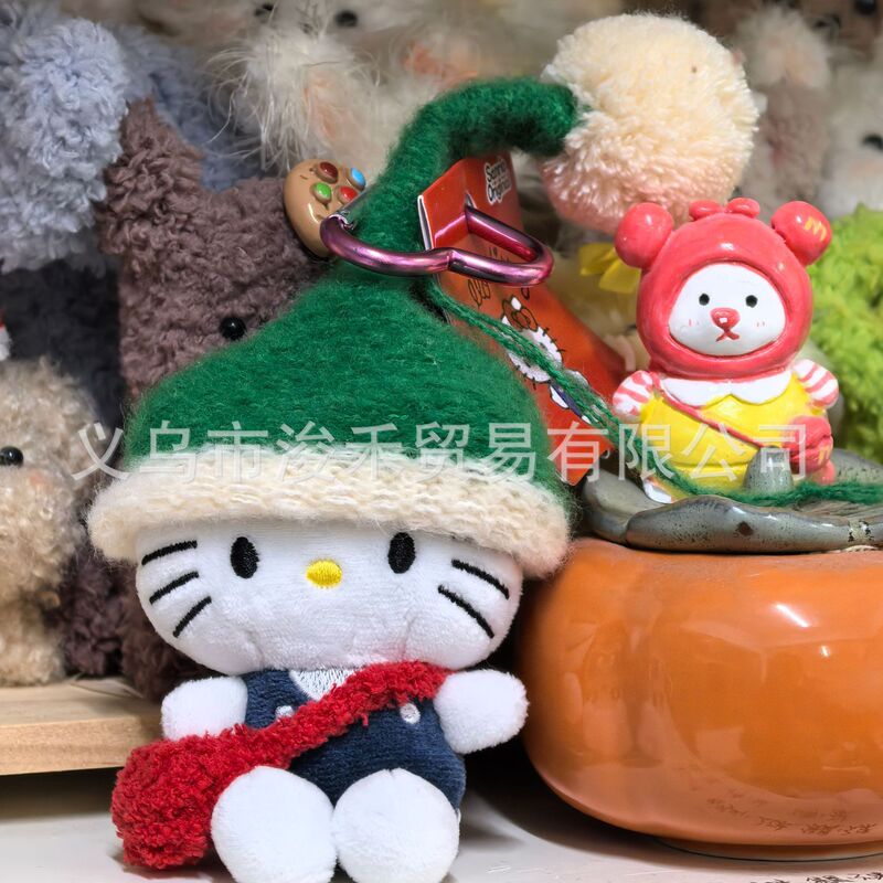 冬日圣诞节红色帽子hellokitty猫包包公仔小挂件书包挂饰毛绒玩偶|undefined