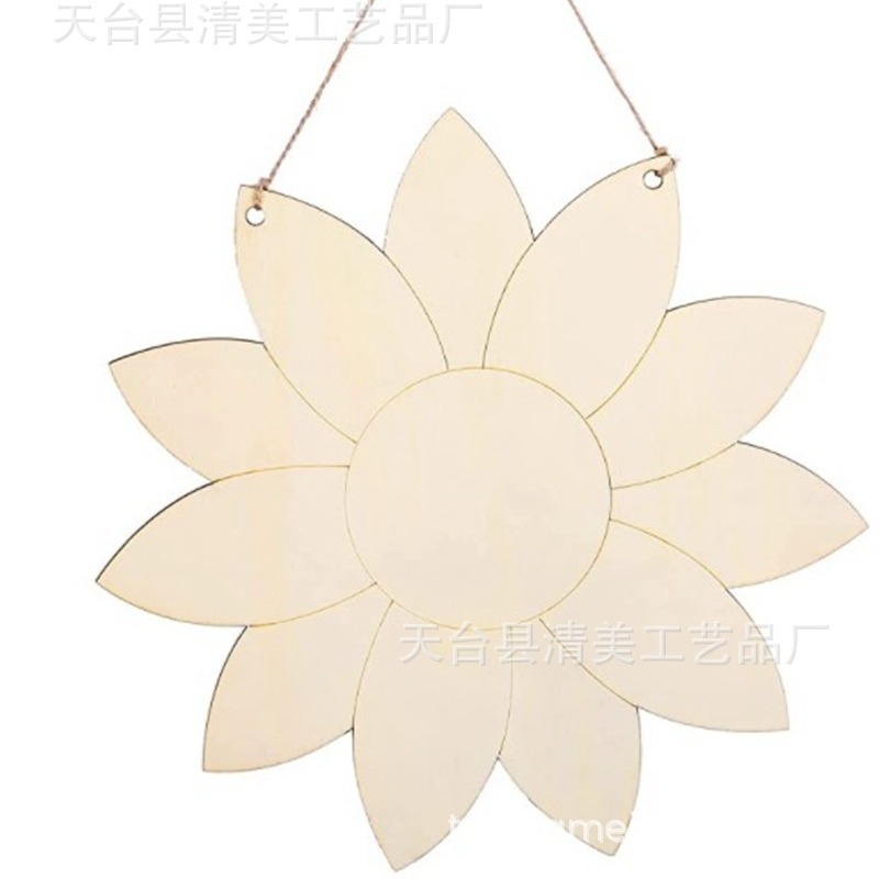 2 piezas de madera sin pulir colgante de girasol decoración sin pintar decoración del hogar de primavera y verano, 30,48 cm