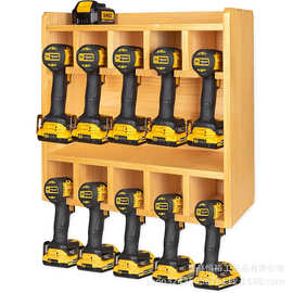 木制电钻收纳架重型浮动工具双层整理架多格仓库电动工具储物架