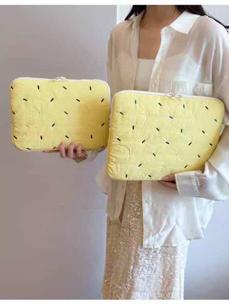 Cross-Border Korean Wave Dot Embroidery Thread Ipad11 Cosmetics Bag Cute Laptop Sleeve Bag 13/14/15 Protective Cover