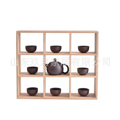 Desktop antique cabinet nine-grid grid teapot stand multi-purpose cabinet Chinese storage display shelf wall-mounted display rack