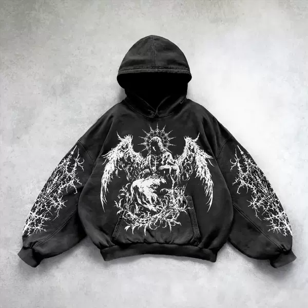 Cross-border Y2K Retro Punk Digital Print Casual Hoodie American Gothic Couple Sports Hoodie