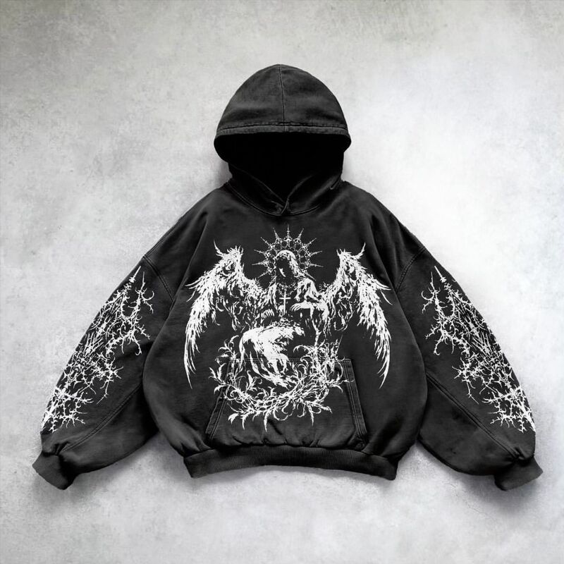 Cross-border Y2K Retro Punk Digital Print Casual Hoodie American Gothic Couple Sports Hoodie