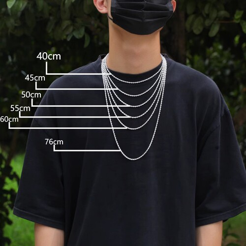 European and American necklace men's hip-hop niche color-preserving electroplated plain chain 3MM stainless steel twist chain twisted rope chain wholesale