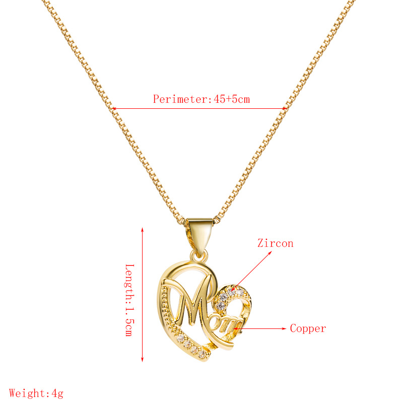 Fashion Mom Letter Palm Copper Gold-plated Zircon Necklace Wholesale display picture 1