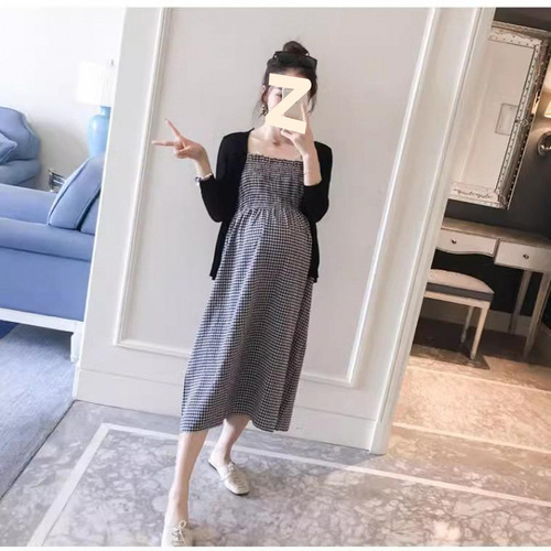 Pregnant women's summer set 2025 dress for moms, designed for pregnancy fashion wear, strap dress, stylish pregnancy temperament dress