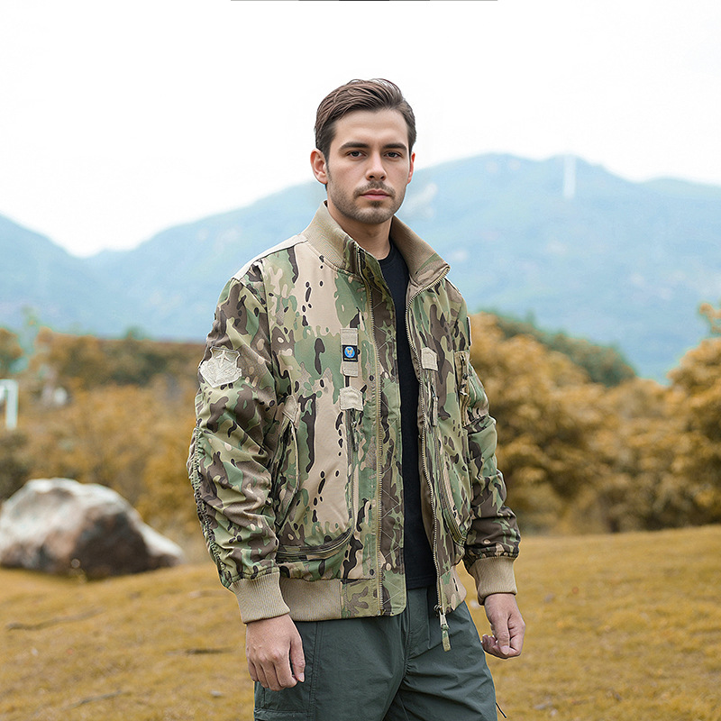 Chaqueta de vuelo de cuello de béisbol de otoño y invierno chaqueta de piloto de la Fuerza Aérea chaqueta de béisbol masculino táctica de cuello de pie chaqueta casual suelta
