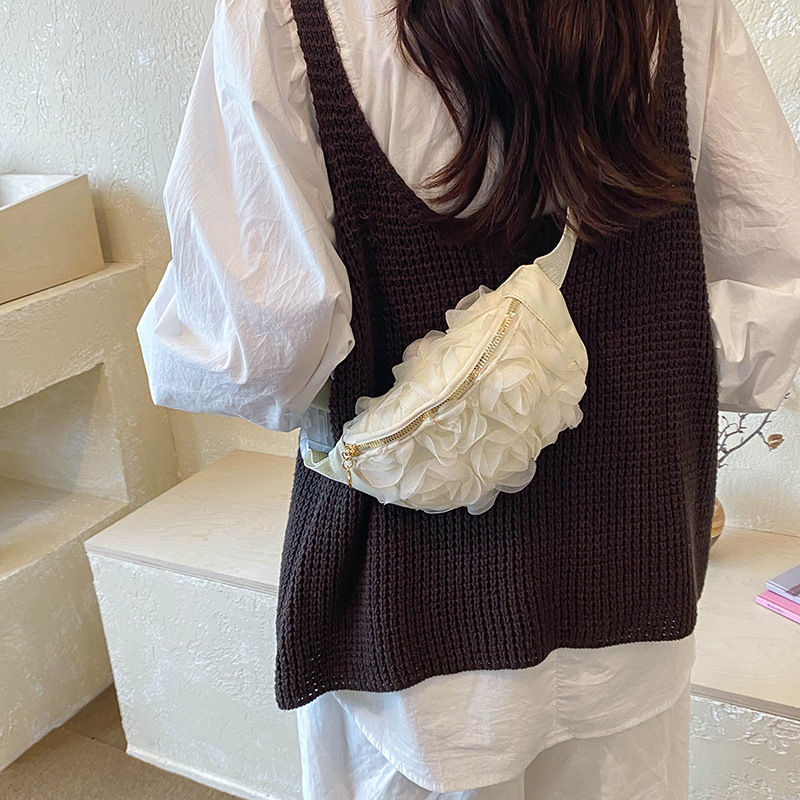 2026 nuevo dulce flor de malla bolso de cintura moda simple personalidad mochila de hombro bolso de damas bolso de pecho de encaje