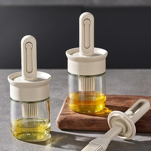 Retractable Oil Brush Bottle Brush Bottle Integrated Household High Temperature Resistant Silicone Pancake Baking Outdoor BBQ Portable Glass Oil Bottle