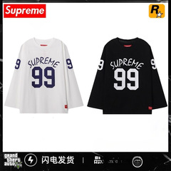 2025新款Suprem数字99号印花宽松长袖圆领t恤废土风ins潮批发现货