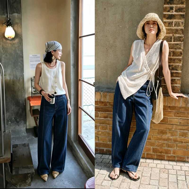【Featured Product】Yuran 26 Spring/Summer New Style Im Two-Way Wear H-Shaped National Trend Trousers Vintage Blue Full-Length Jeans