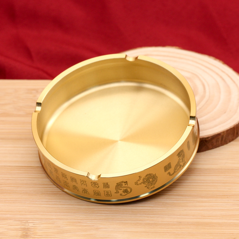 铜件五虎烟灰缸黄铜烟灰缸铜工艺品复古风创意摆件