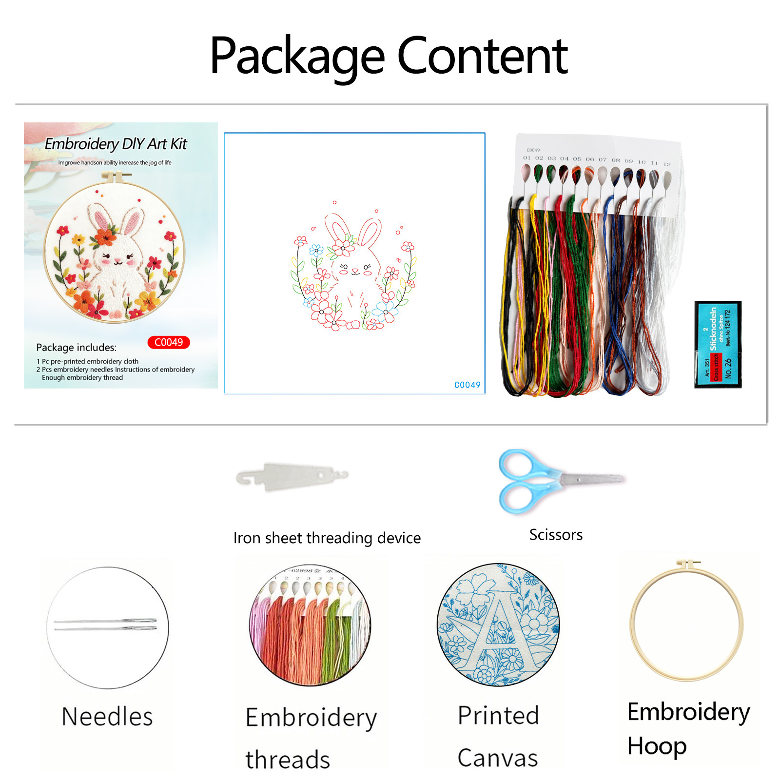 Nuevo paquete de material de bordado DIY de cuento de hadas conejo dibujos animados fabricantes de bordado directo a través de la frontera Inglés