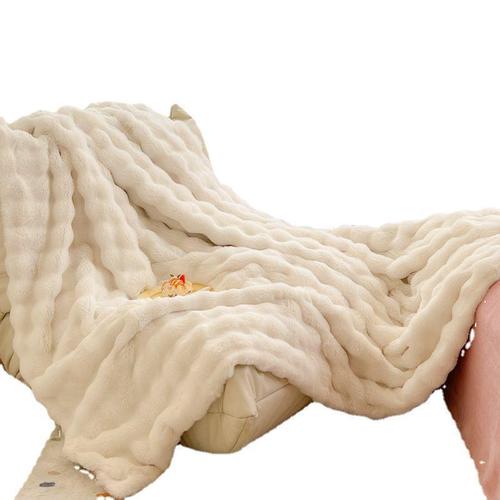 A类轻奢高级兔兔绒毛毯子冬天加厚牛奶绒盖毯午睡毯加绒沙发毯垫