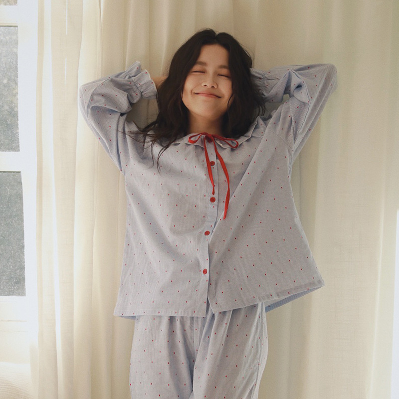 Qilai 75 - Doll Collar Pure Cotton Pajamas for Women, Long-Sleeved, 2026 New Model, Sweet and Cute Home Wear for Spring and Autumn Qilai 75 - Doll Collar Pure Cotton Pajamas for Women, Long-Sleeved, 2026 New Model, Sweet and Cute Home Wear for Spring and Autumn
