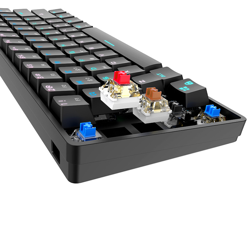 竞帝61键三模 RGB发光真机械无线充电便携亚马逊现货蓝牙机械键盘