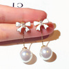 Fashionable design silver needle, trend earrings from pearl, city style