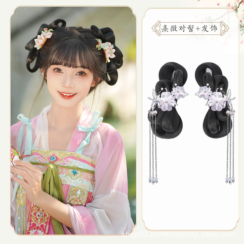 약간의 번 한 쌍 + 은잠자리 헤어 액세서리 한 쌍