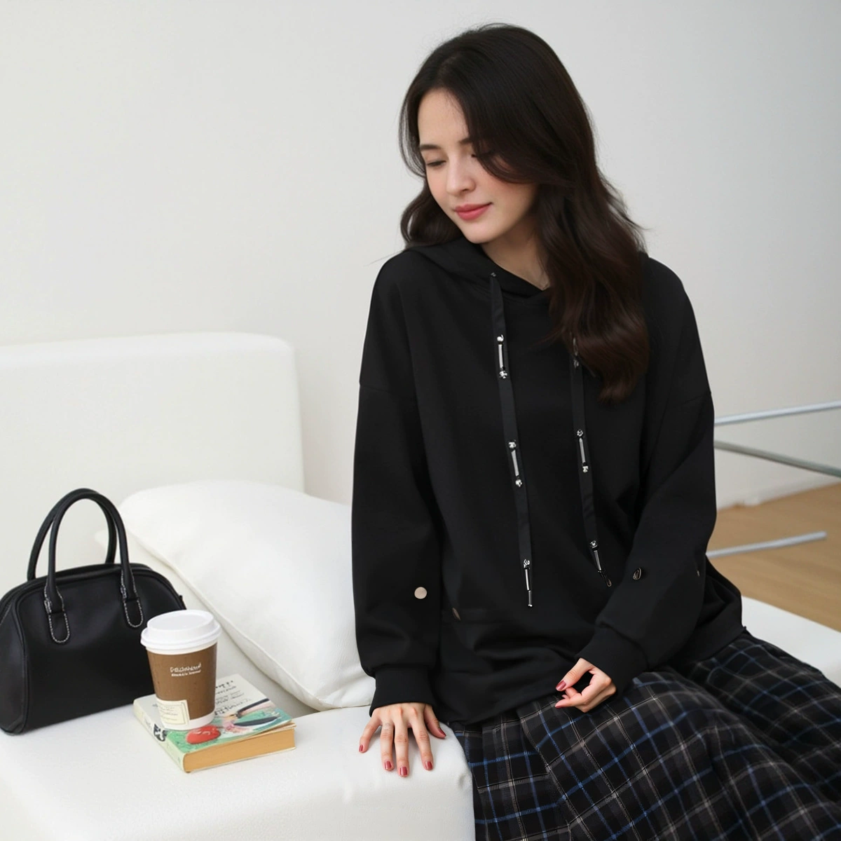 Худи для отдыха осень, толстовка в корейском стиле oversize свободный крой средней длины